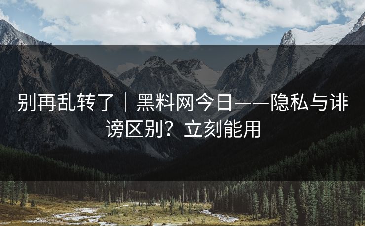 别再乱转了｜黑料网今日——隐私与诽谤区别？立刻能用