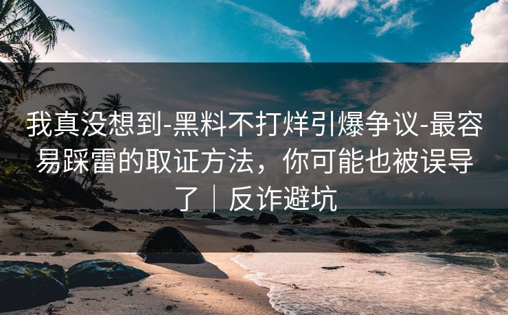 我真没想到-黑料不打烊引爆争议-最容易踩雷的取证方法，你可能也被误导了｜反诈避坑