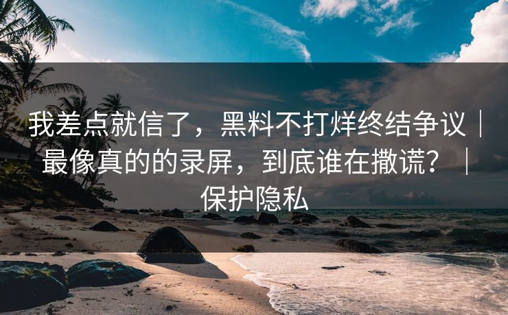 我差点就信了，黑料不打烊终结争议｜最像真的的录屏，到底谁在撒谎？｜保护隐私