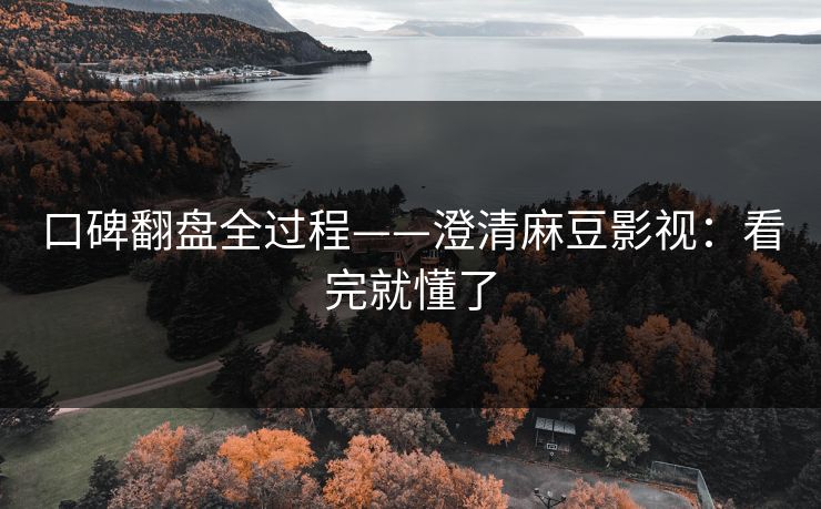 口碑翻盘全过程——澄清麻豆影视：看完就懂了