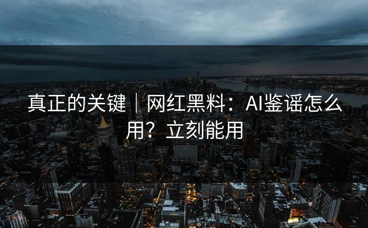 真正的关键｜网红黑料：AI鉴谣怎么用？立刻能用