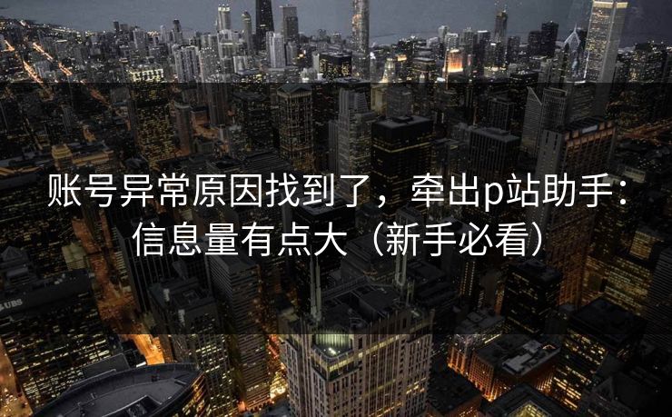 账号异常原因找到了，牵出p站助手：信息量有点大（新手必看）