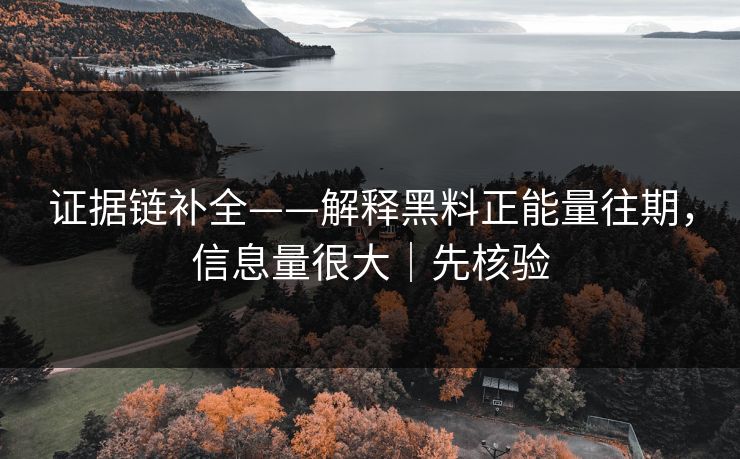 证据链补全——解释黑料正能量往期，信息量很大｜先核验