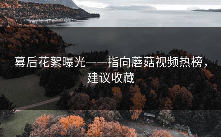 幕后花絮曝光——指向蘑菇视频热榜，建议收藏