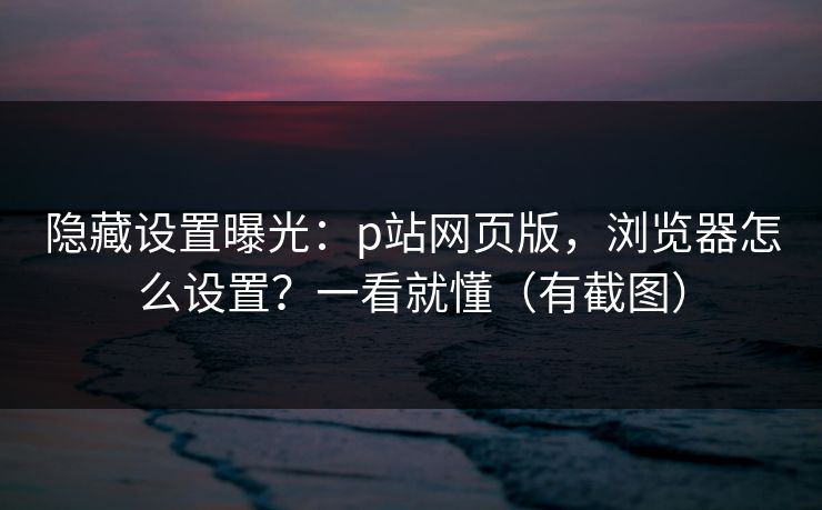 隐藏设置曝光：p站网页版，浏览器怎么设置？一看就懂（有截图）