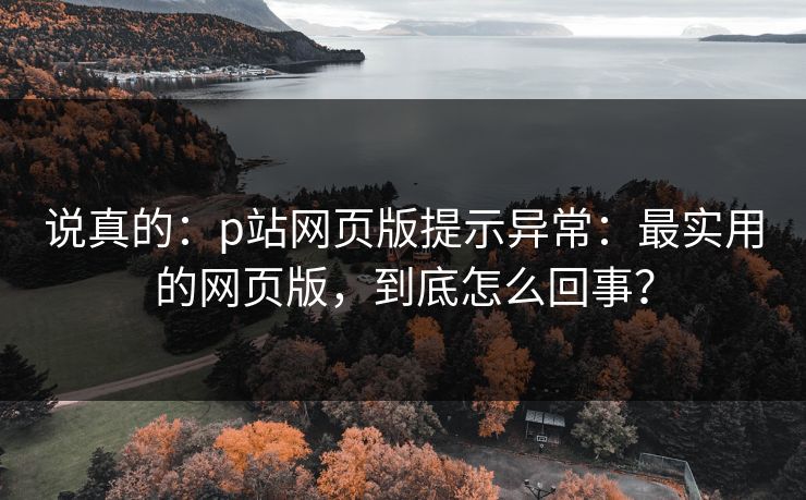 说真的：p站网页版提示异常：最实用的网页版，到底怎么回事？
