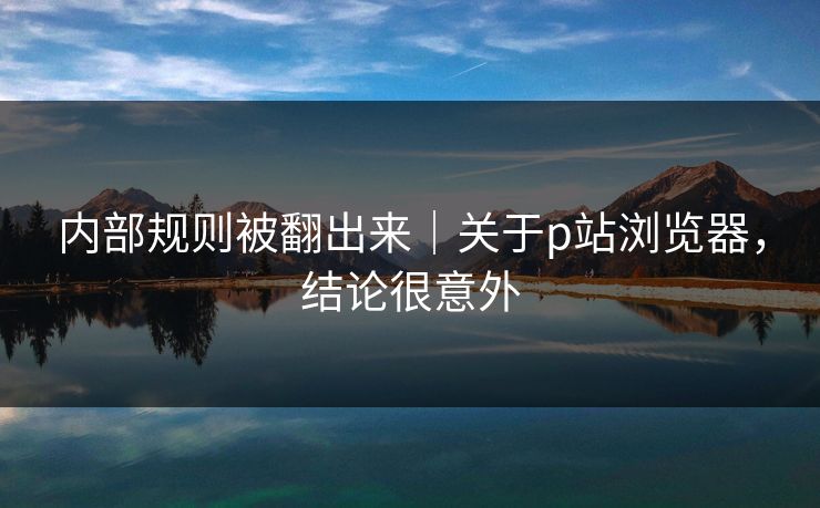 内部规则被翻出来|关于p站浏览器,结论很意外 内部规则被翻出来|关于p站浏览器,结论很意外