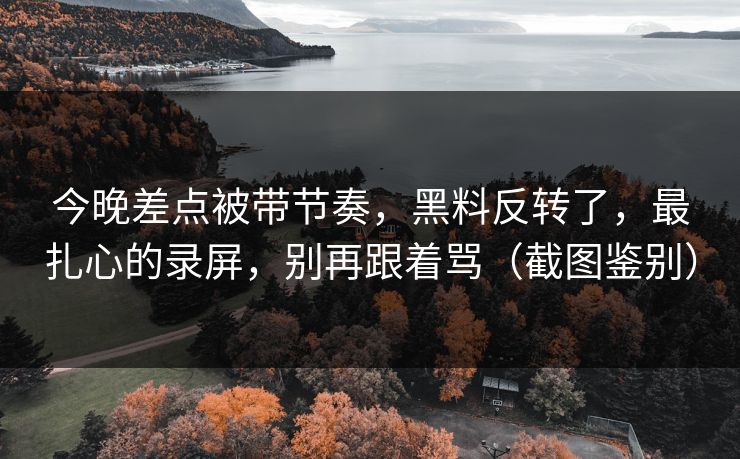 今晚差点被带节奏，黑料反转了，最扎心的录屏，别再跟着骂（截图鉴别）