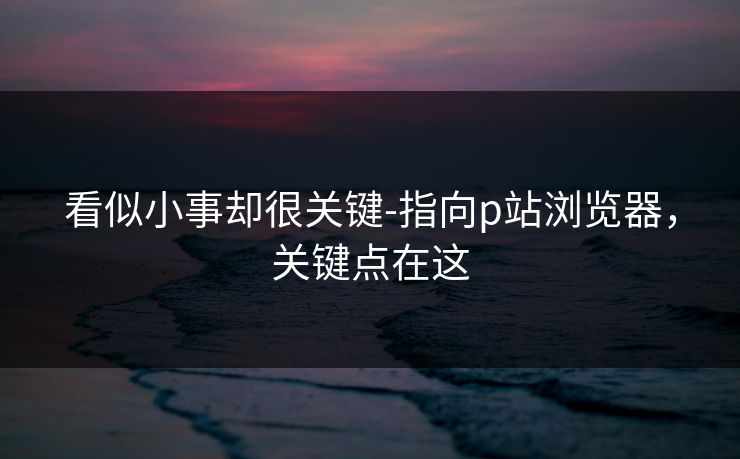 看似小事却很关键-指向p站浏览器,关键点在这